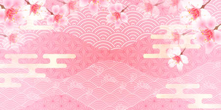 Cherry blossoms Japanese pattern spring backgroundのイラスト素材