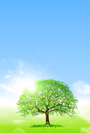 Sky meadow clouds landscape backgroundのイラスト素材