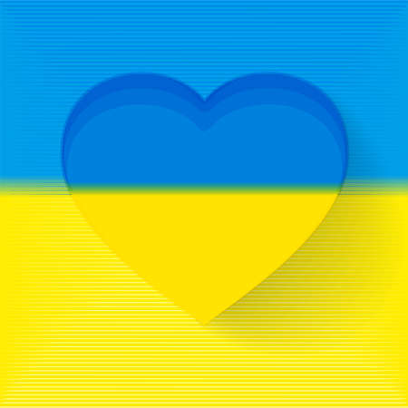 Ukraine flag heart silhouette backgroundのイラスト素材