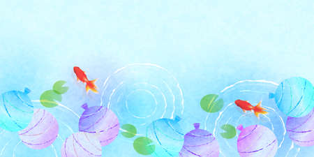 Water balloon summer festival goldfish backgroundのイラスト素材