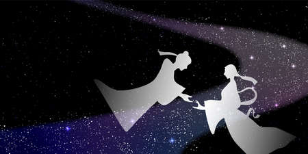 Tanabata summer festival milky way backgroundのイラスト素材