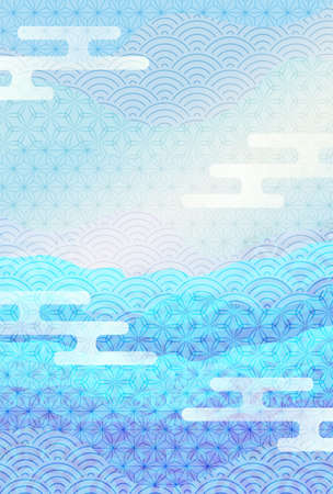 Sea wave Japanese pattern backgroundのイラスト素材