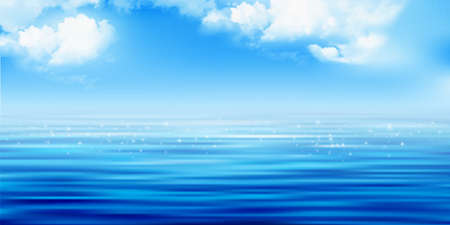 Sea wave landscape watercolor backgroundのイラスト素材