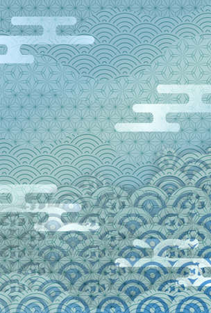 Wave sea Japanese pattern backgroundのイラスト素材