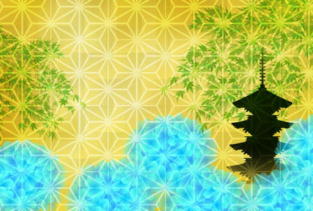 Hydrangea Maple Japanese pattern backgroundのイラスト素材