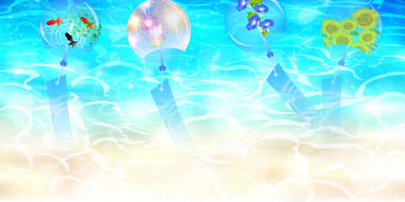 Sea wave summer wind chime backgroundのイラスト素材