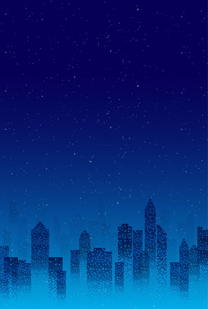 Building night sky landscape backgroundのイラスト素材