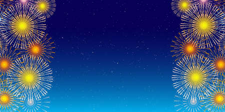 Fireworks summer night sky backgroundのイラスト素材