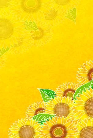 Sunflower summer Japanese paper backgroundのイラスト素材