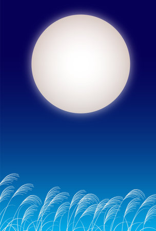 Fifteen nights Moon viewing landscape backgroundのイラスト素材