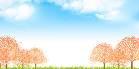 Autumn leaves autumn landscape backgroundのイラスト素材