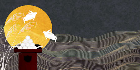 Fifteen nights Tsukimi Full moon backgroundのイラスト素材