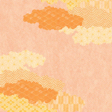 Japanese pattern autumn sea of clouds backgroundのイラスト素材