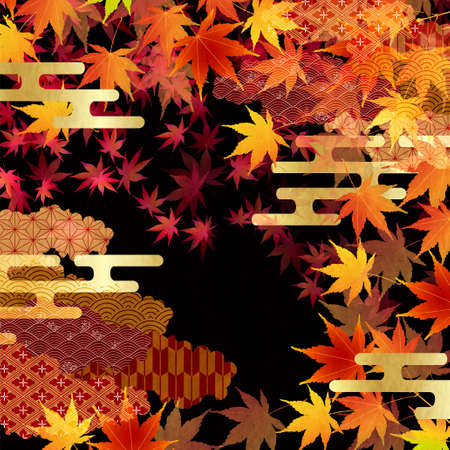 Autumn leaves autumn Japanese pattern backgroundのイラスト素材