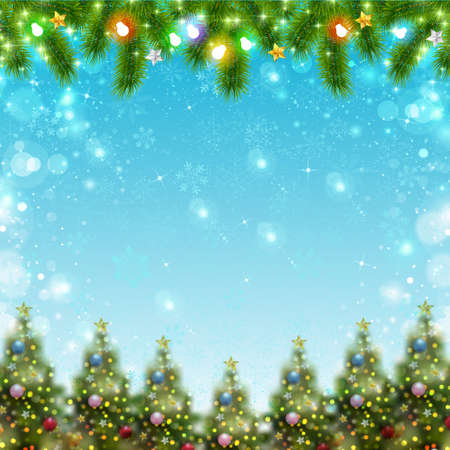 Snow Christmas fir tree winter backgroundのイラスト素材