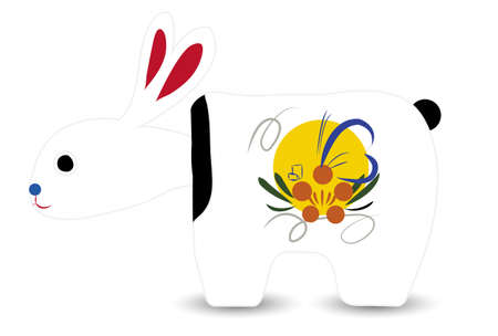 Rabbit New Year's card Japanese pattern iconのイラスト素材