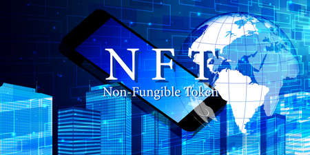 nft smartphone network art backgroundのイラスト素材