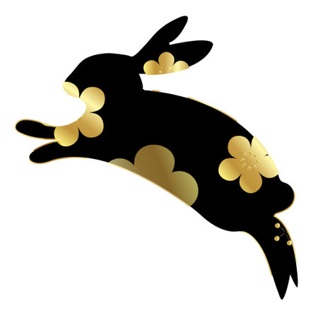 Rabbit New Year's card plum iconのイラスト素材