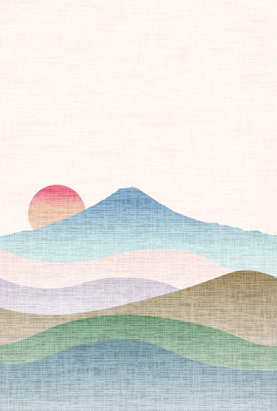 Fuji New Year's card Japanese paper backgroundのイラスト素材