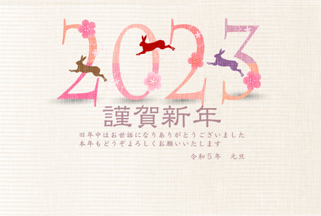 Rabbit New Year's card Japanese pattern backgroundのイラスト素材