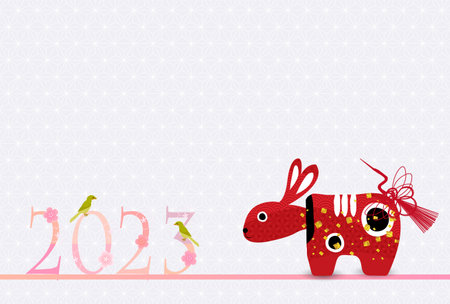 Rabbit New Year's card Japanese pattern backgroundのイラスト素材