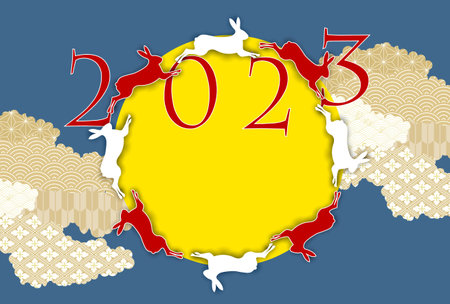 Rabbit New Year's card Japanese pattern background