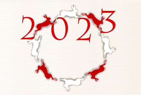 Rabbit New Year's card Japanese pattern background