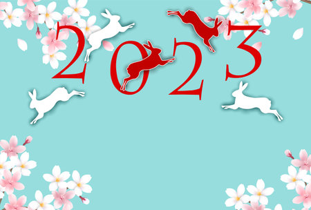 Rabbit New Year's card Japanese pattern backgroundのイラスト素材