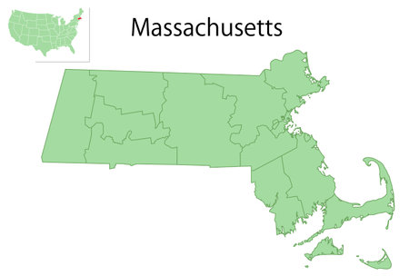 Massachusetts USA map state iconのイラスト素材