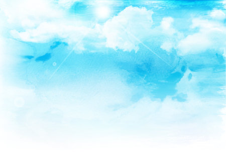 Sky cloud watercolor summer backgroundのイラスト素材