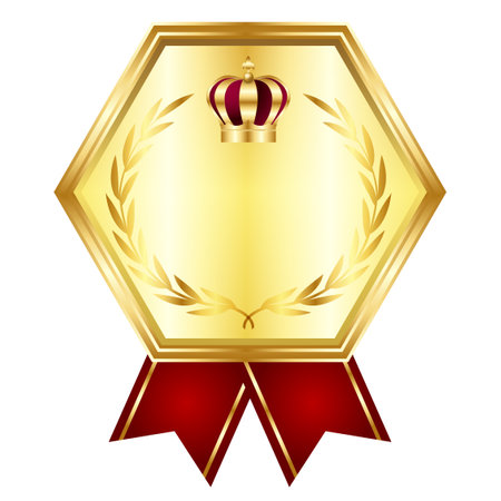 Medal crown gold ribbon iconのイラスト素材
