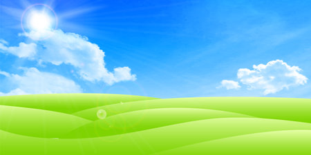 Sky grassland landscape nature backgroundのイラスト素材