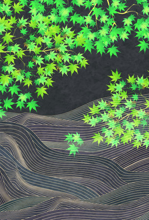 fresh green maple leaf backgroundのイラスト素材