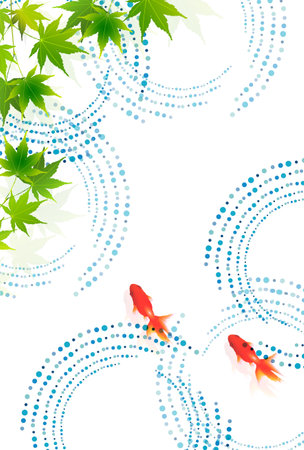 Japanese Pattern Goldfish Summer Backgroundのイラスト素材