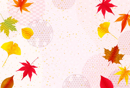 Maple Leaves Japanese Pattern Backgroundのイラスト素材