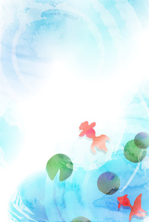Japanese Pattern Goldfish Summer Backgroundのイラスト素材