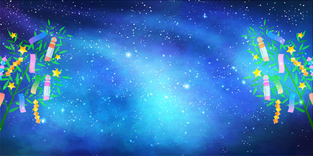 Tanabata Night Sky Milky Way Backgroundのイラスト素材