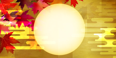 tsukimi 15nights autumn leaves backgroundのイラスト素材