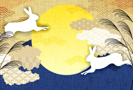 tsukimi fifteen nights full moon backgroundのイラスト素材