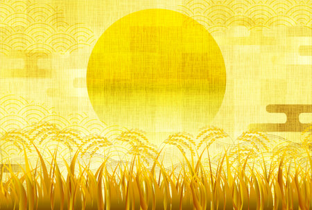 rice rice autumn landscape backgroundのイラスト素材