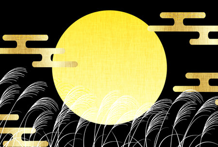 tsukimi fifteen nights full moon backgroundのイラスト素材