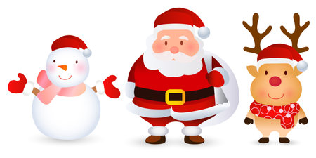 Christmas Santa Claus reindeer snowman iconのイラスト素材