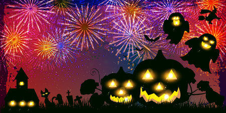 Halloween Pumpkin Ghost Autumn Backgroundのイラスト素材