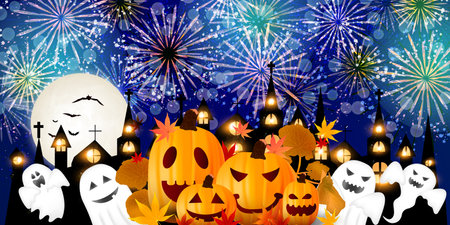 Halloween Pumpkin Ghost Autumn Backgroundのイラスト素材