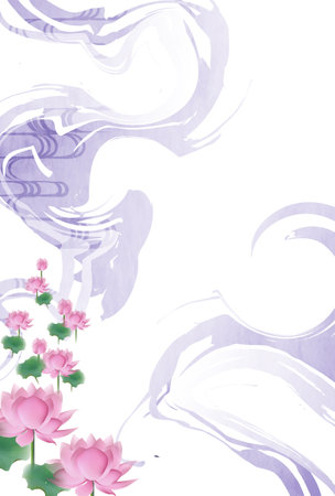 Mourning Lotus Postcard Japanese Pattern Backgroundのイラスト素材