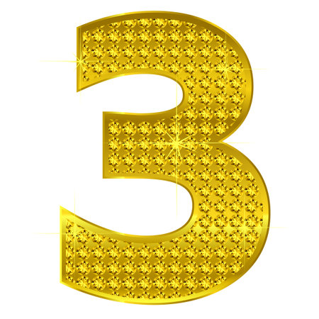 Number 3 gold diamond iconのイラスト素材