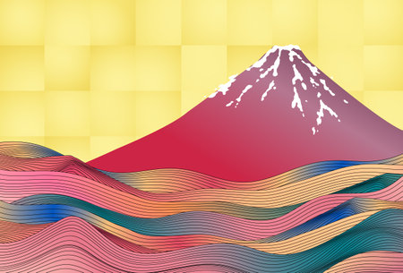 Fuji Japanese Pattern Nengajo Backgroundのイラスト素材