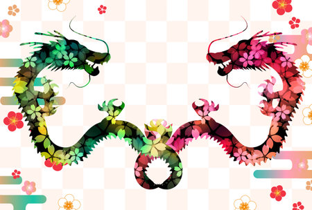 dragon New Year's card Chinese zodiac Backgroundのイラスト素材