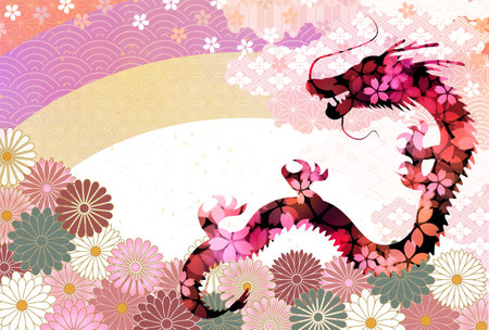 dragon New Year's card Chinese zodiac Backgroundの素材 [FY310215061262]