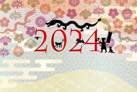 dragon New Year's card Chinese zodiac Backgroundのイラスト素材